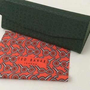 TED BAKER LONDON SUNGLASSES CASE WITH CLEANING CLOTH GREEN NWOT